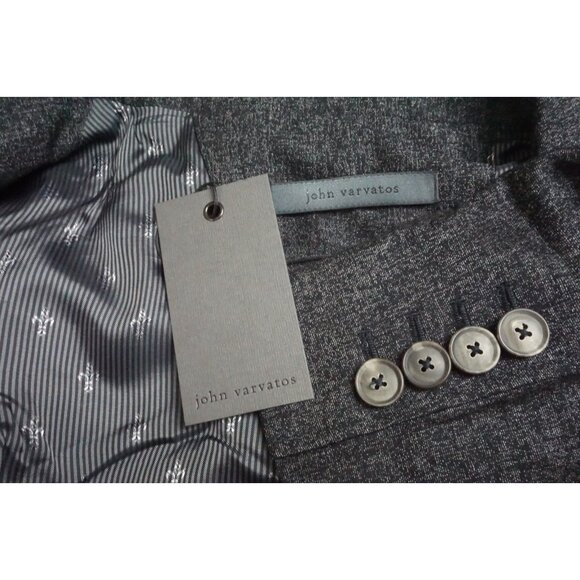 John VarvatosGray Black Mottled Wool Blend Sport Coat Jacket Sz 42 Brand New